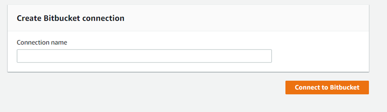 Console screenshot showing the Connect to Bitbucket button.