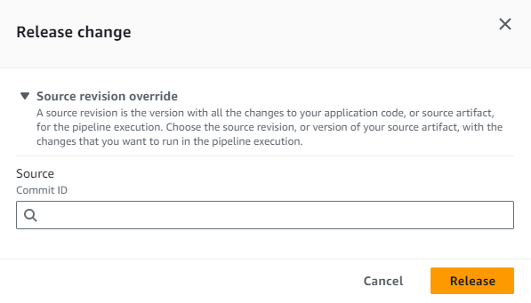 An example of the overrides screen in CodePipeline.
