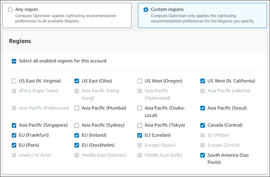 Scegli le regioni per ridimensionare correttamente le preferenze di raccomandazione