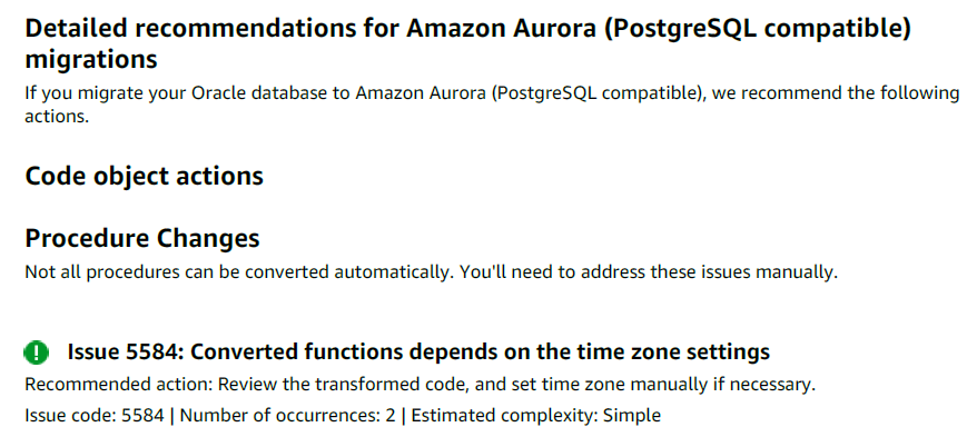 Detailed recommendations