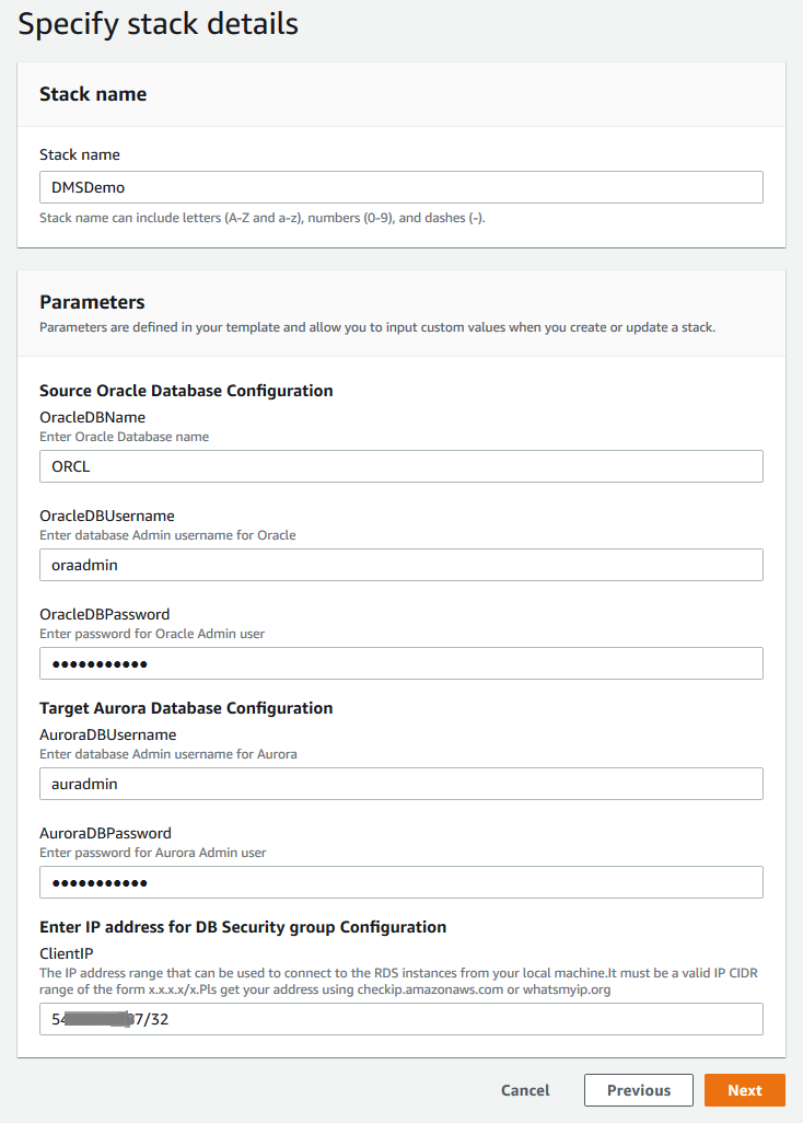 Specify Details page