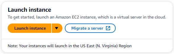 La sezione Launch instance sulla EC2 console Amazon.