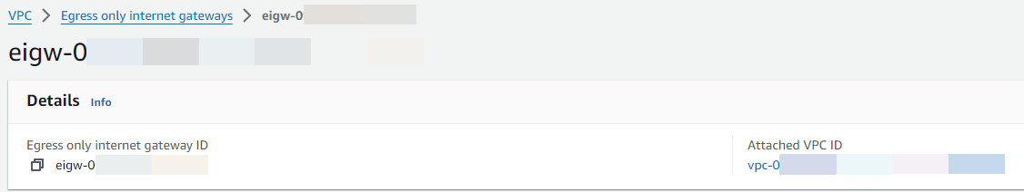 Pagina dei dettagli del gateway Internet di sola uscita