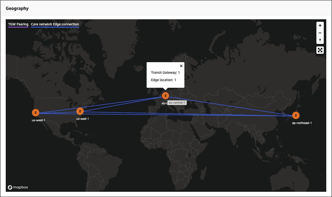 AWS Cloud WAN global network geography