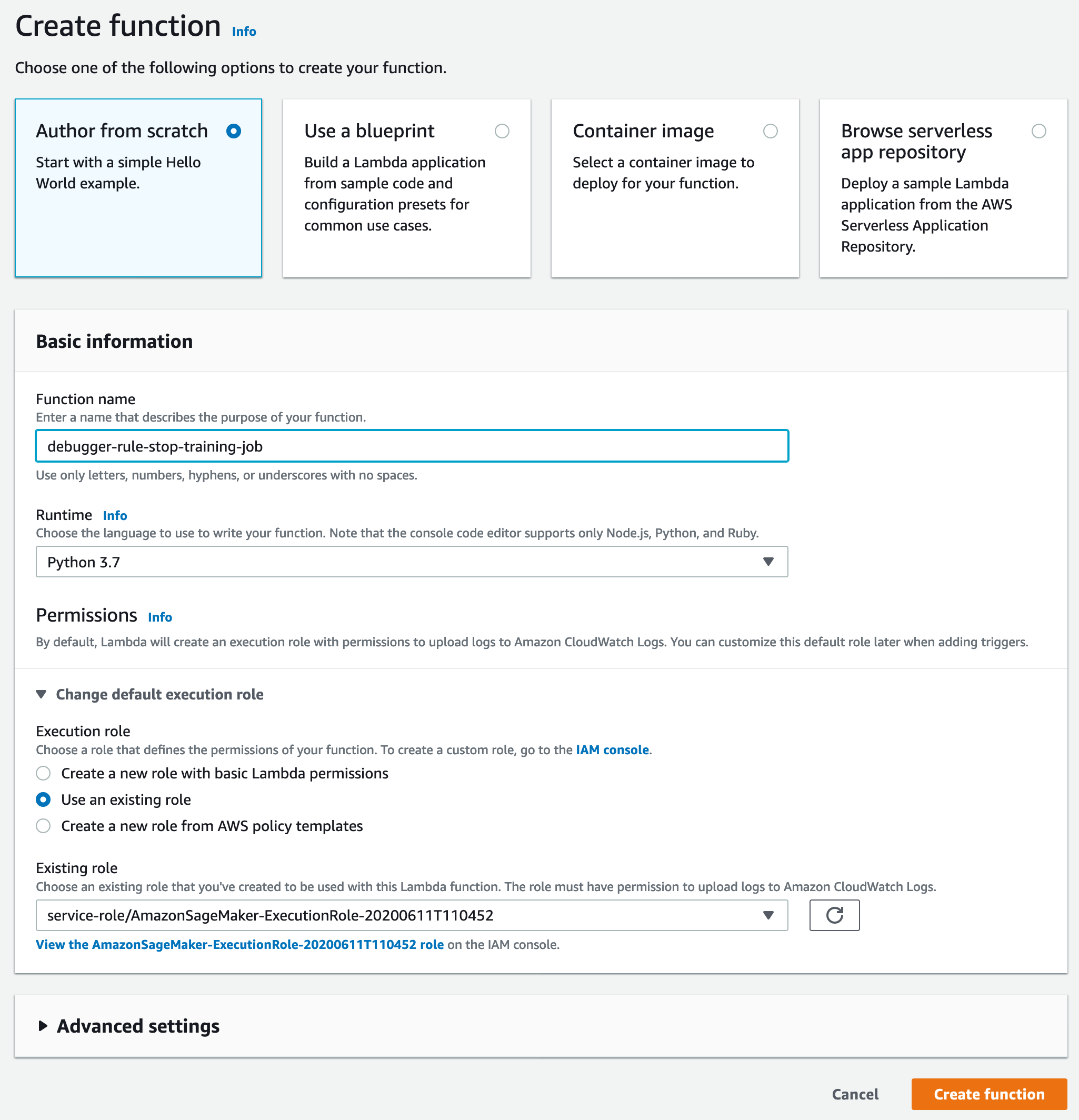 Pagina Crea Funzione.