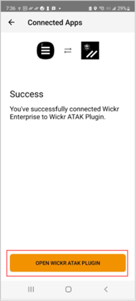 Connected apps success screen.