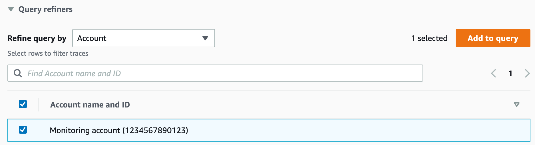 Perfeziona la ricerca di tracciamento per account