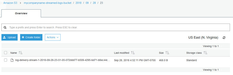 Screenshot demonstrating browsing for the log records in Amazon S3.