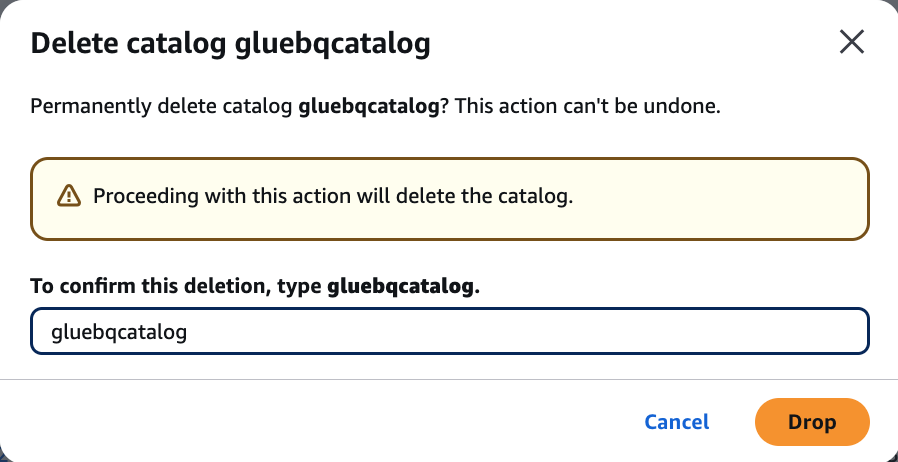 The delete catalog confirmation.
