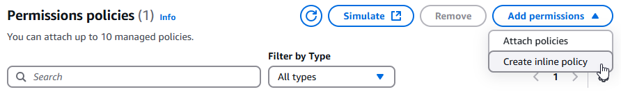 Attach policies in IAM console