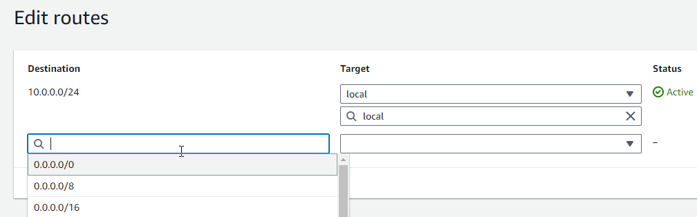 Add destination for new route