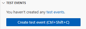 Create test event button in the Lambda console code editor