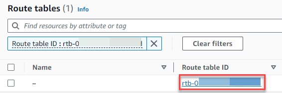 Filtered route table list