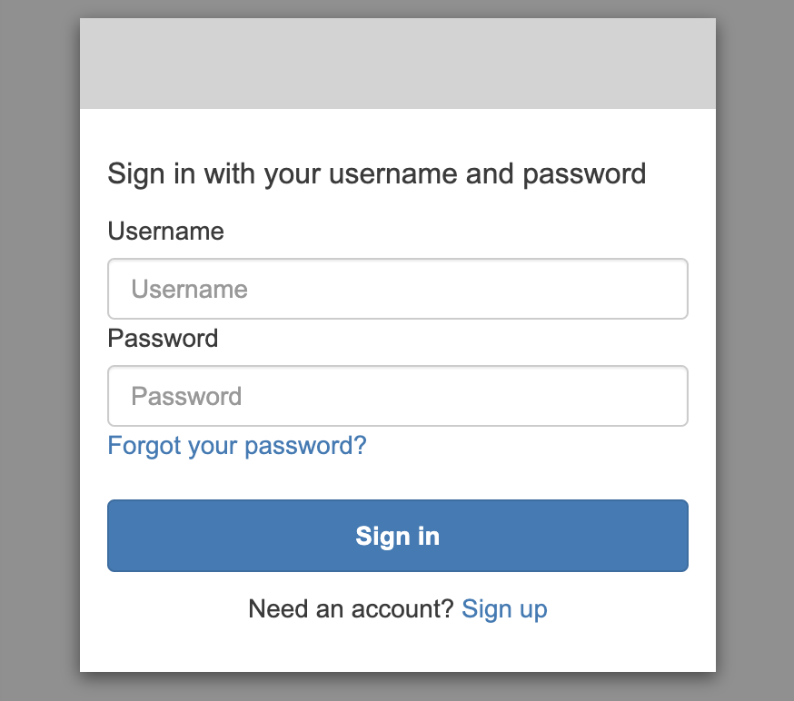 Cognito sign-in page