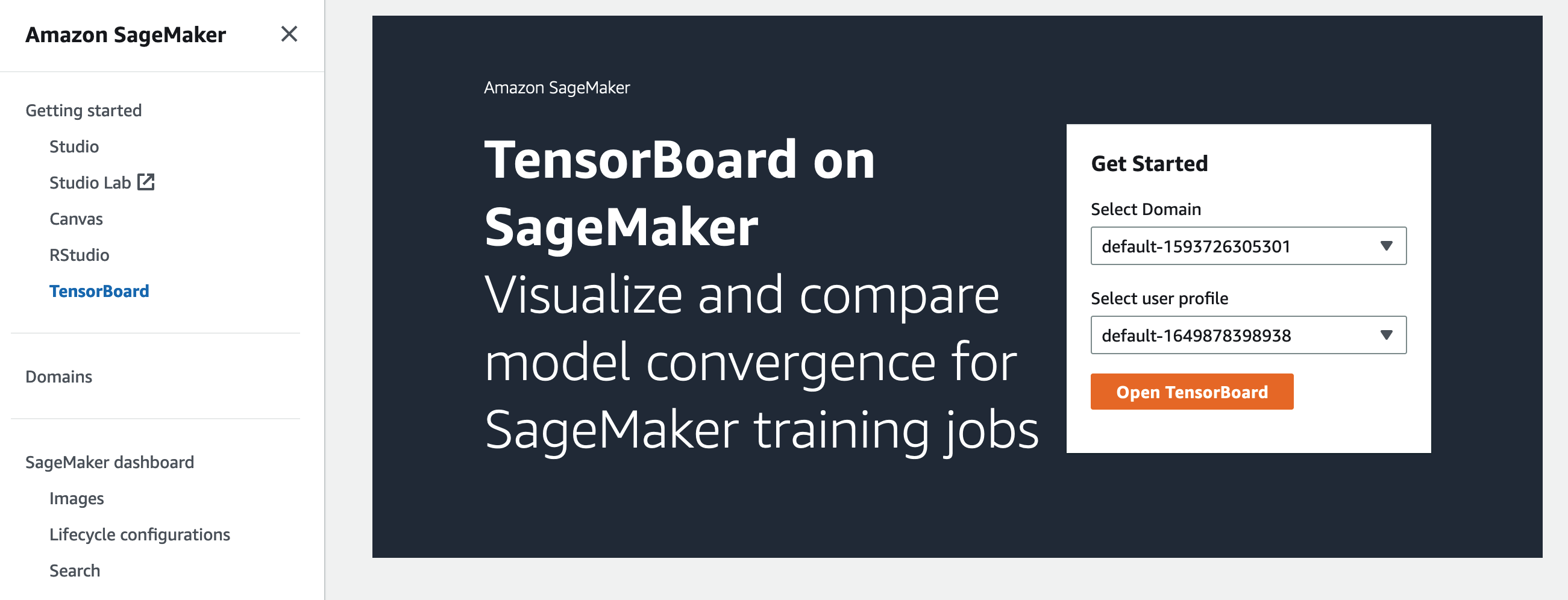 The TensorBoard landing page