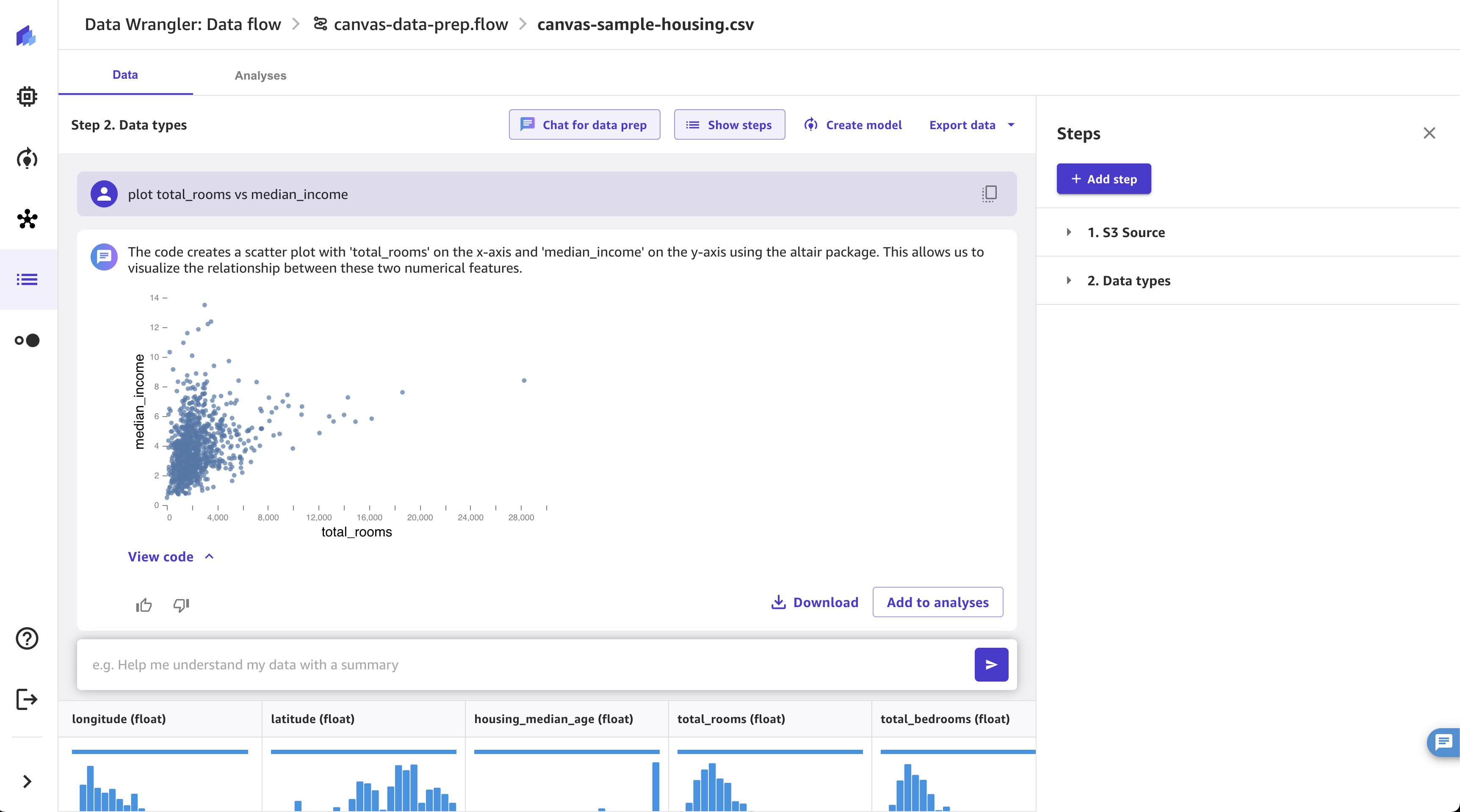 The view of an editable and copyable code block.