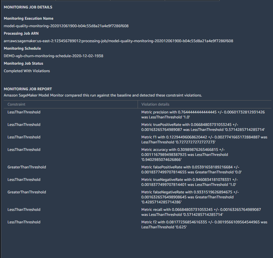 The MONITORING JOB DETAILS tab.