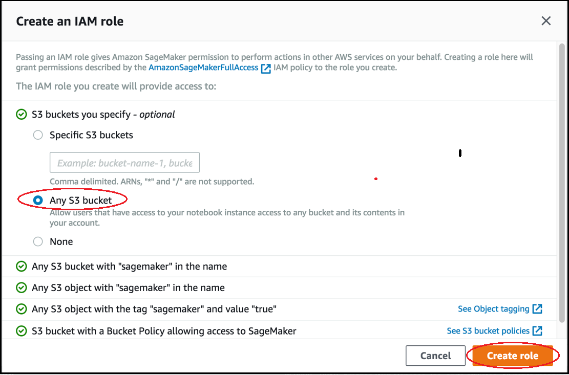 Create IAM role page.