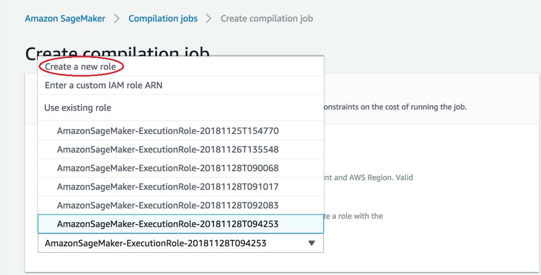Create IAM role location.
