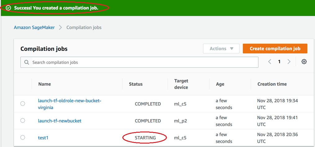 Compilation job status.