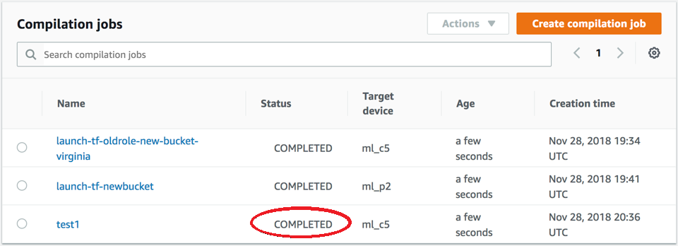 Compilation job status.
