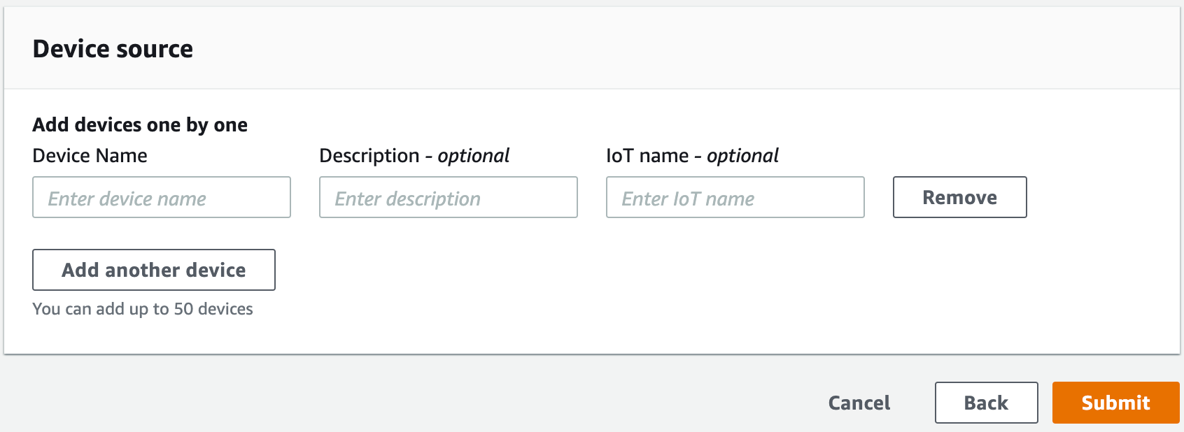 The Device source section in the console.