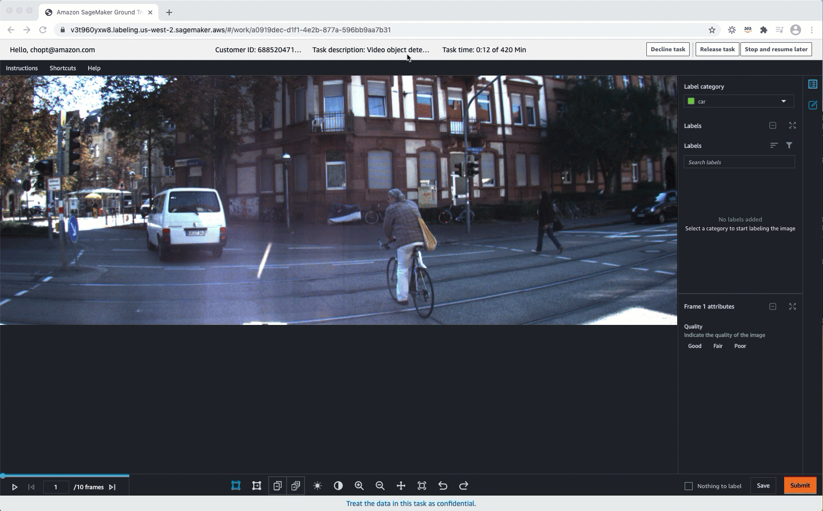 Gif showing how a worker can adjust the predicted boxes in the next frame.