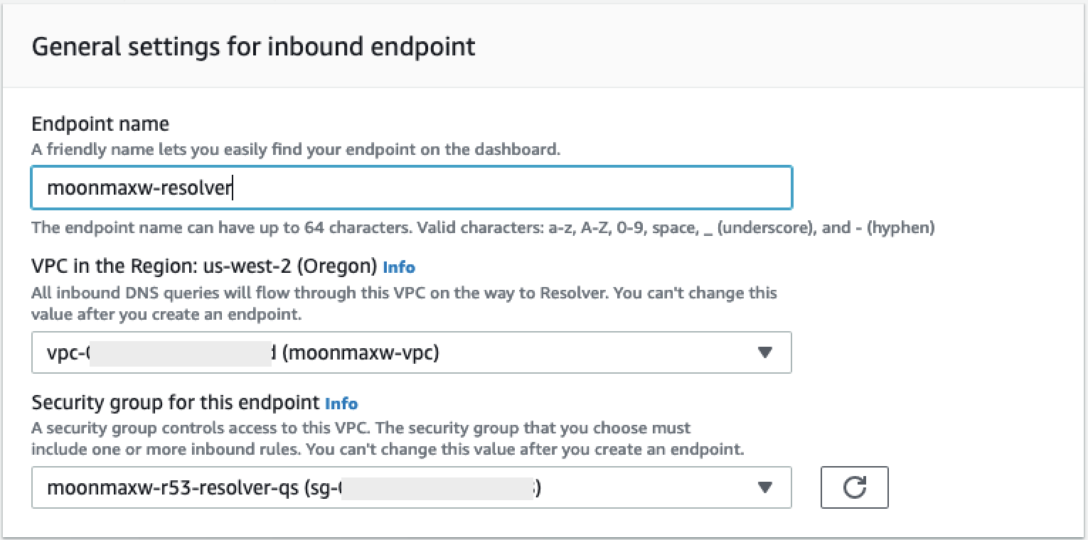 The General settings for inbound endpoint section in the console.