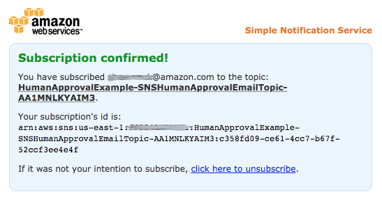 Illustrative screenshot of a subscription confirmation email.