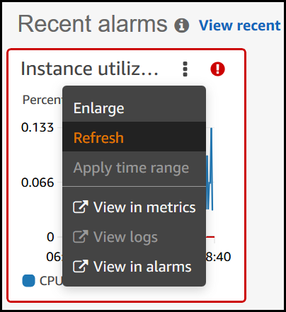 Alarm widget options in Application Manager.