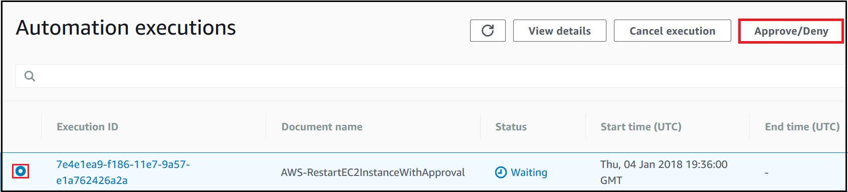 Accessing the Approve/Deny Automation page