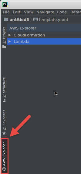 AWS Explorer tool window button.