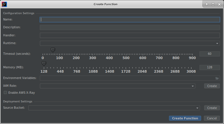 Create Function dialog box.