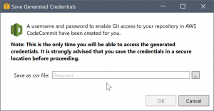 Save AWS CodeCommit credentials
