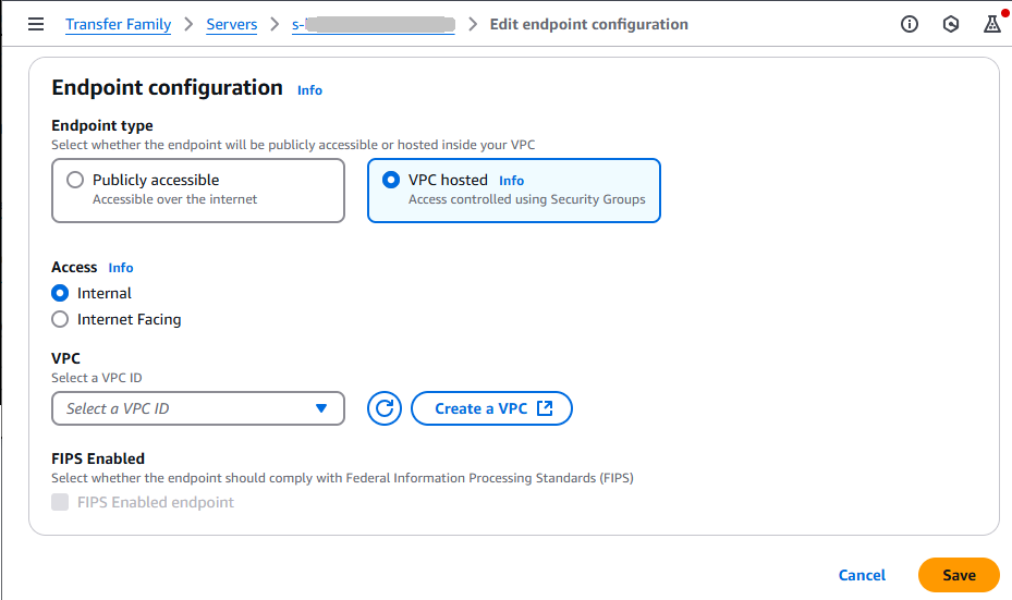 The Edit endpoint configuration console page.