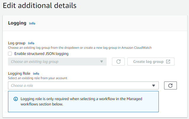 Logging pane if the server does not have any logging enabled.