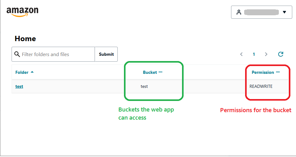 Screen showing the home location for a web app end user.
