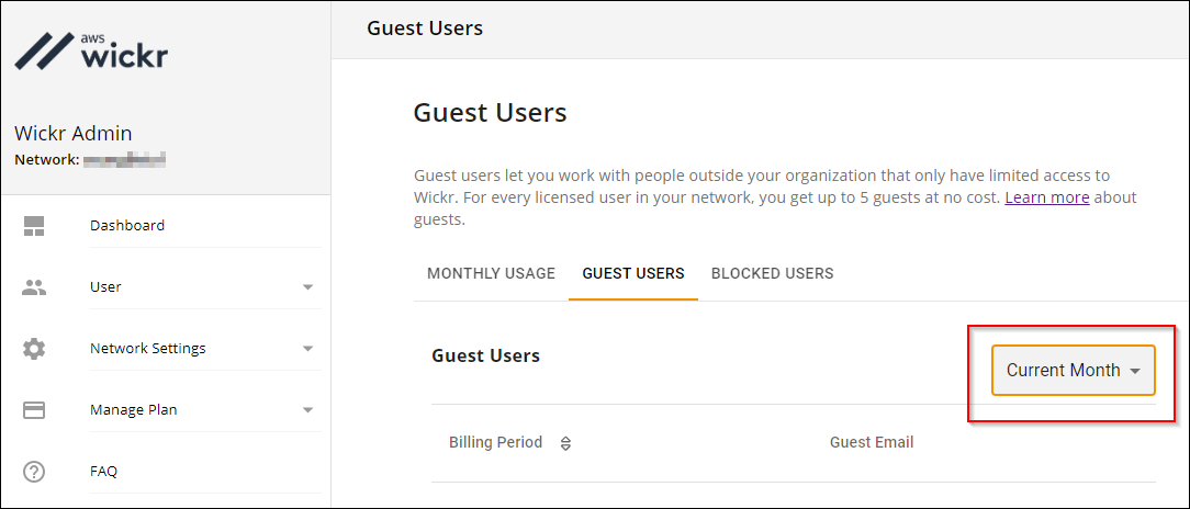 The Guest User drop-down menu.