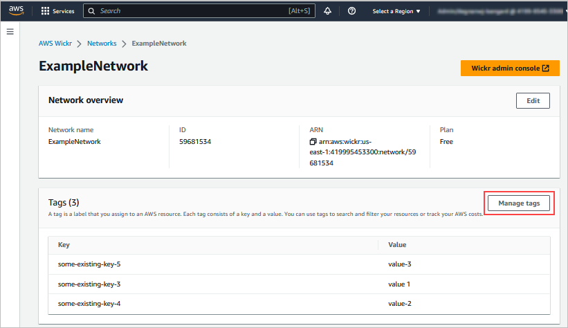 The Manage tags button.