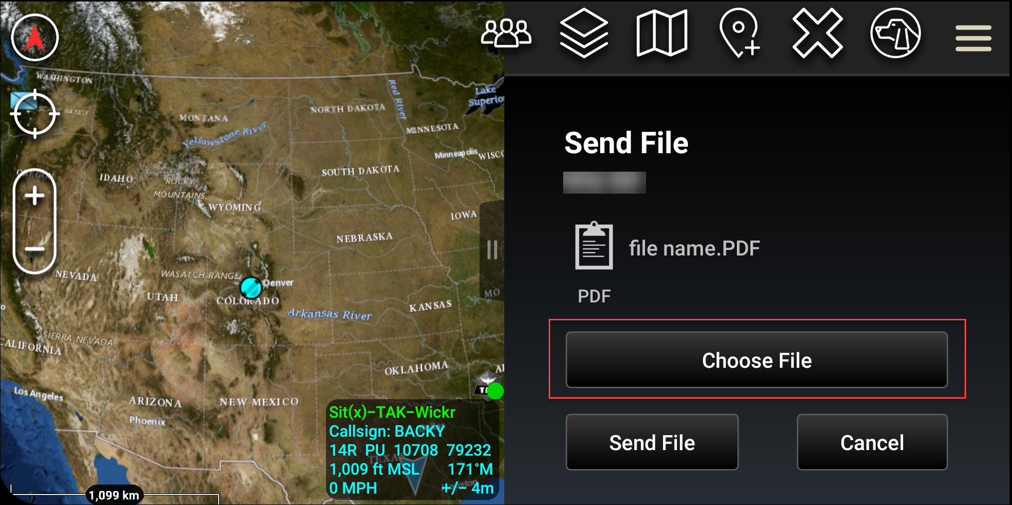 Menu pane for users.