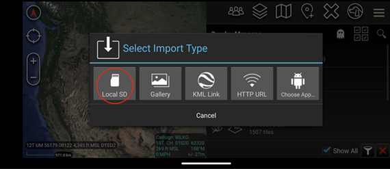 The Local SD option in the Import Manager pop-up.